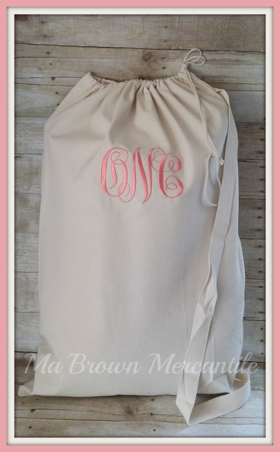 Laundry Bag Mongrammed Personalized Large by MaBrownMercantile
