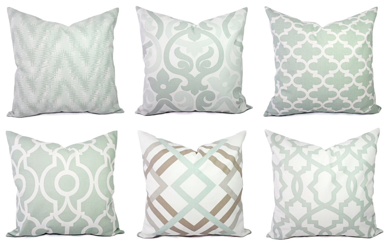 Soft Green Pillow Covers Artichoke Green and White Throw