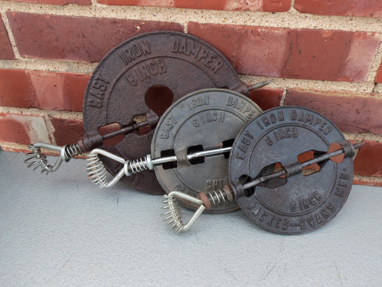 Vintage Antique Stove Damper Cover Cast Iron Set of 3 Covers