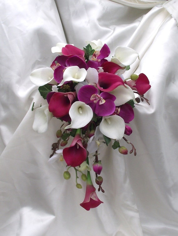 Orchid wedding bouquet orchids and calla lilies cascade