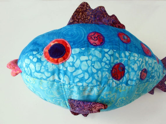 Fish Pillow. Puffer Fish Pillow or Large Softy toy. by JoLArts