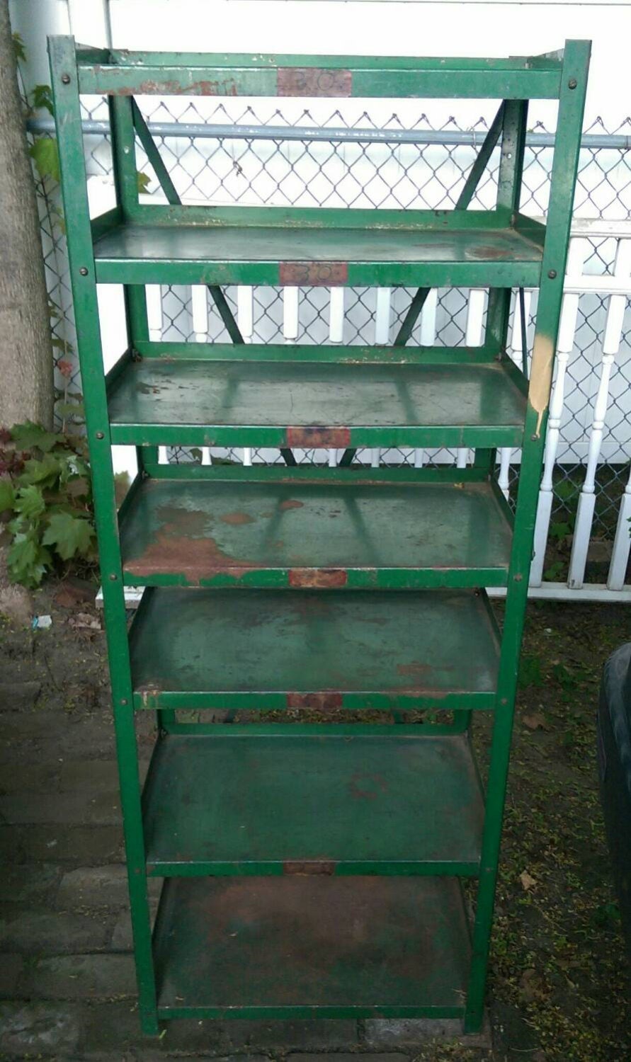 Vintage Industrial Shop Metal Shelves Bookcase Storage Rustic Loft ...