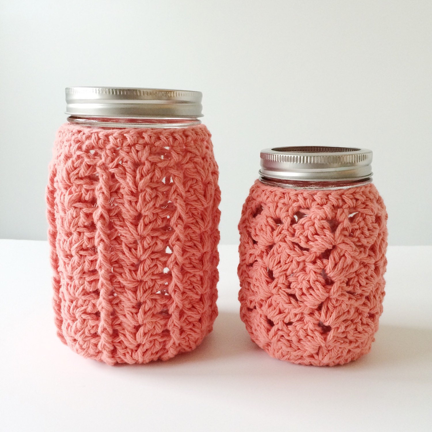 Mason Jar Cozy Crocheted Candle Holder Crochet Mason Jar Cover