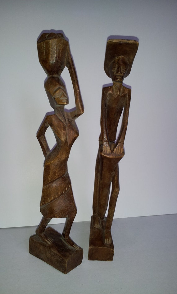 carved wooden african figures