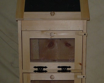 Handcrafted Solid Pine Bread Box with 2 Door Vegetable Bin with Punched Tin Bread Door
