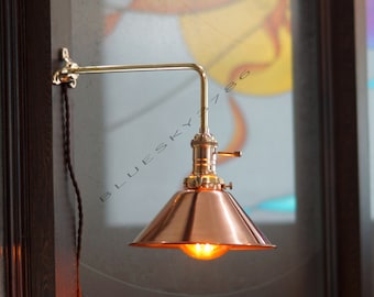 Vintage Industrial Brass Boom Wall Lamp by bluesky3786 on Etsy