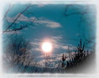 Photo Print - Full Worm Moon, Blue Night Sky and Full Moon