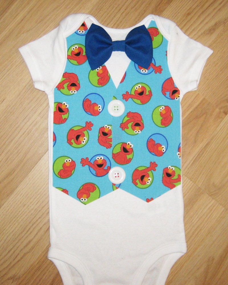 Elmo birthday Sesame Street vest Baby tuxedo by kottoncactus