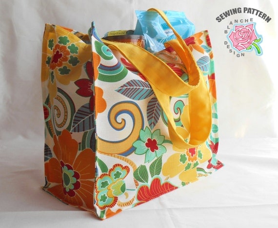 Reusable Grocery Bag PDF Pattern Reusable by DesignBlanche on Etsy