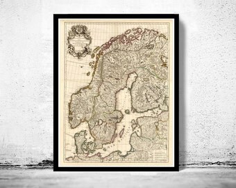 Old Map of Sweden and Norway 1706
