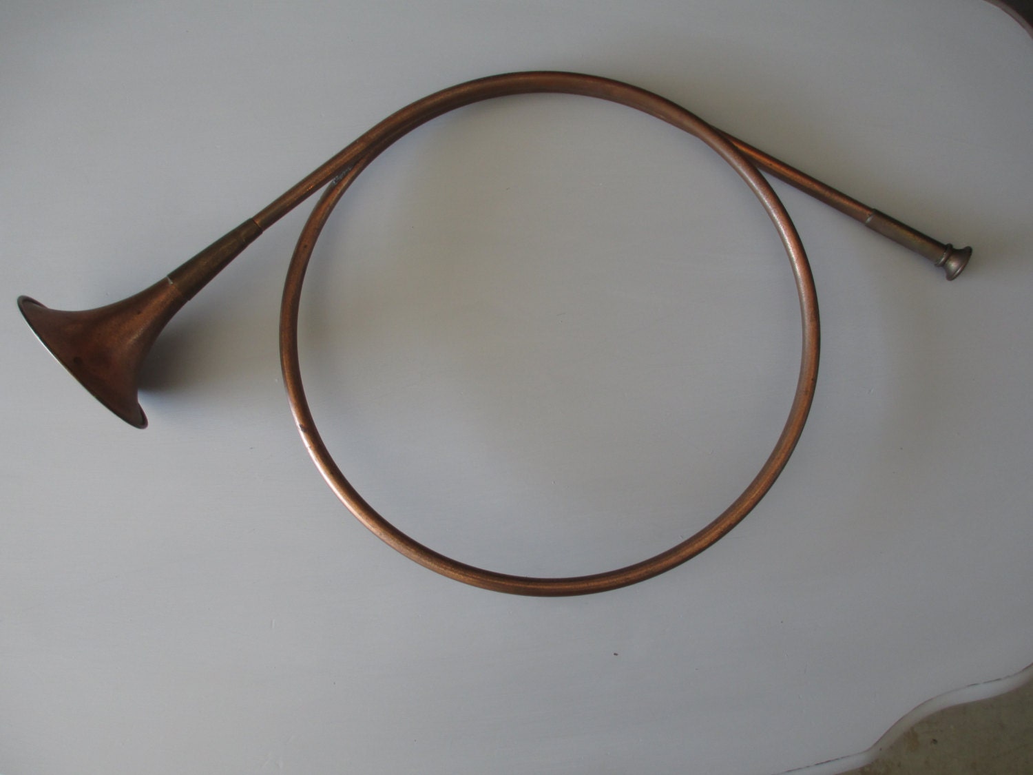 Large Vintage French Style Hunting Horn Copper/Brass