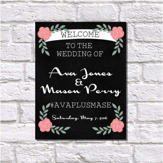 Personalized Rustic Wedding  DIY Sign Hashtag  Social Media 