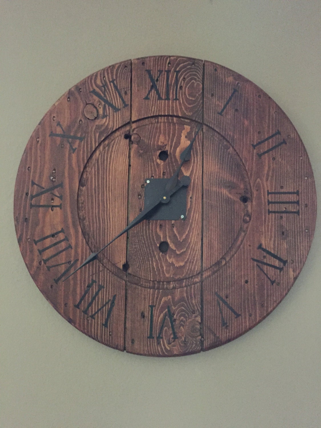 Reclaimed Wood Spool Clock by theBLVDcollective on Etsy