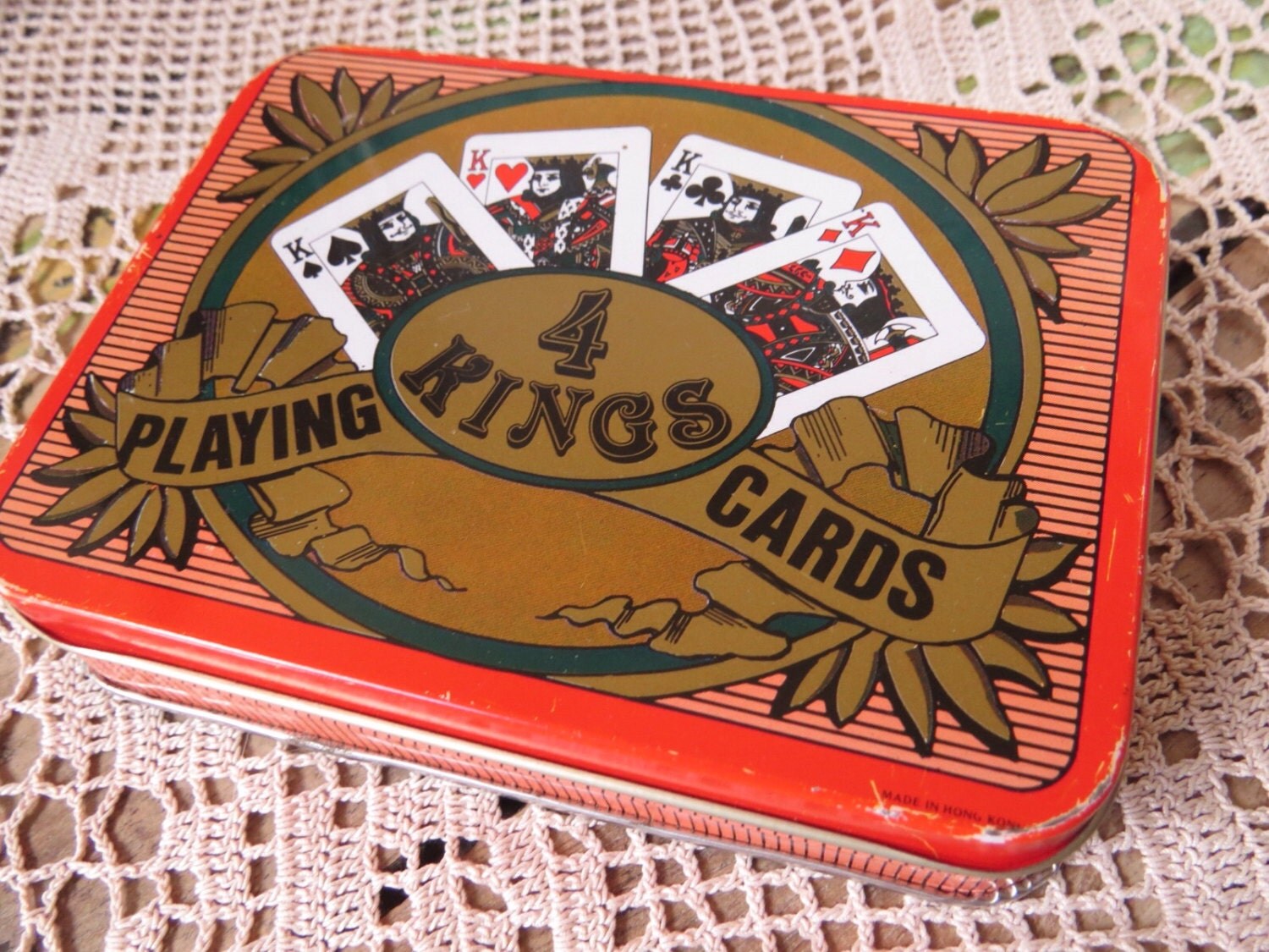 Vintage 4 Kings Playing Cards with Tin and by CreativeWorkStudios