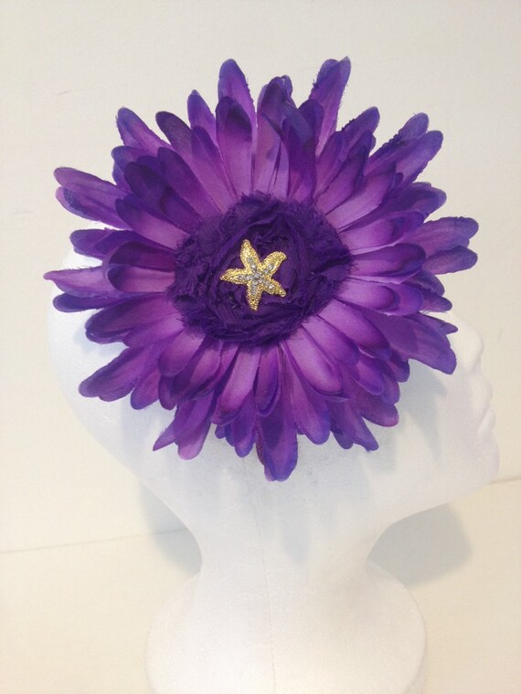 Items similar to Purple Flower Star Fish Rhinestone Flower Headband ...