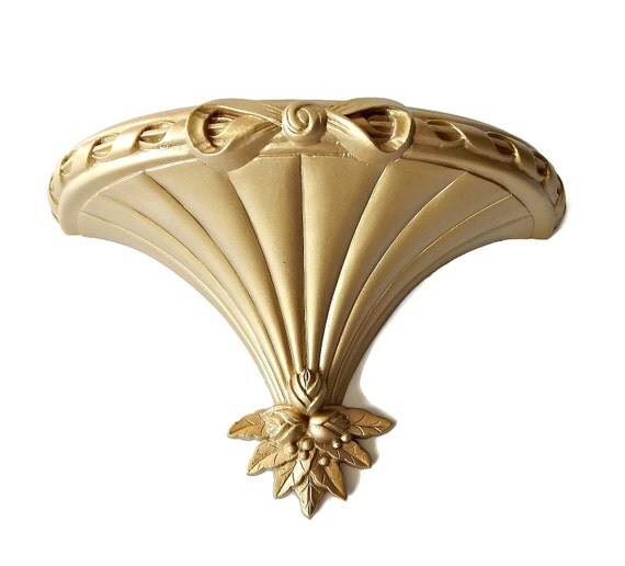 Syroco Sconce Wall Shelf Gold Tone Bed Crown by EclecticVintager