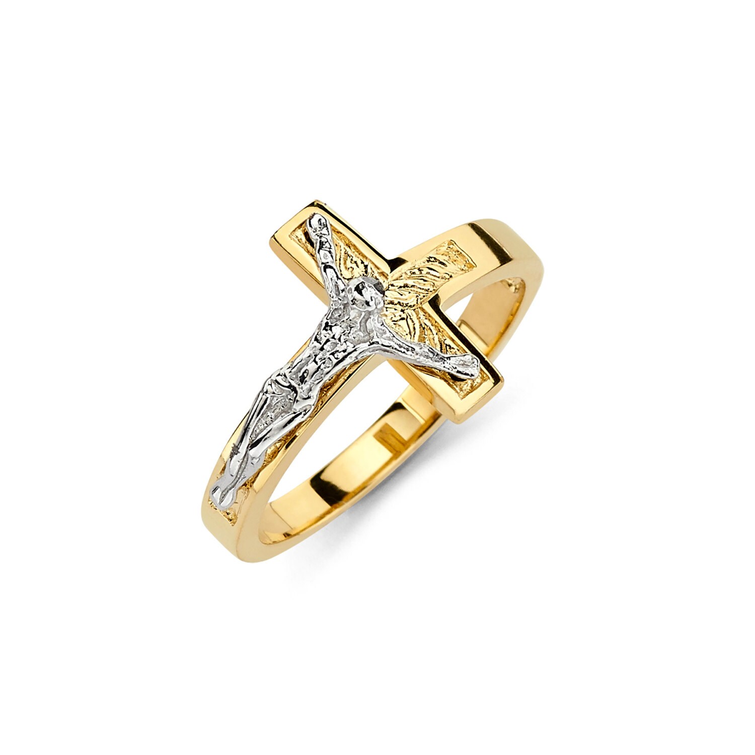 14K Two Tone Crucifix Ring Crucifix Ring Crucifix Jewelry