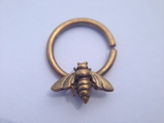 Gold Bee Septum Ring by DinanRings on Etsy