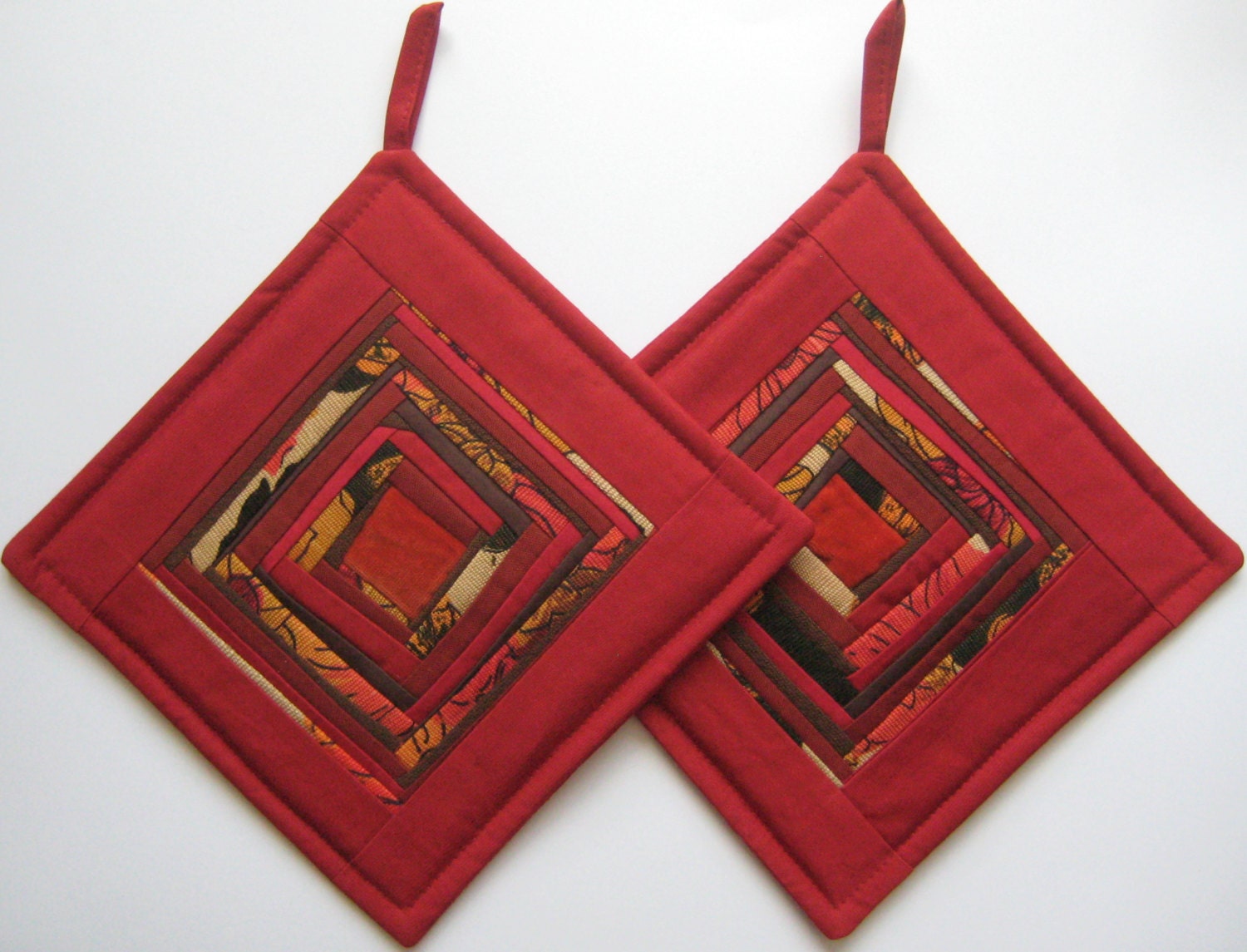 Quilted Potholders Wine Red Potholder Quilted Pot Holders