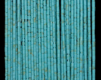 1mm Turquoise Gemstone Blue Round Tube Heishi 1mm Loose Beads 14.5 inch Full Strand (90184304-850)