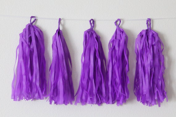 Tissue Paper Tassel Garland DIY KIT-Purple Party Decor-Rockstar Party Tassels-Purple Balloon Tassels-Tissue Paper Banner-Easter Garland Il_570xn