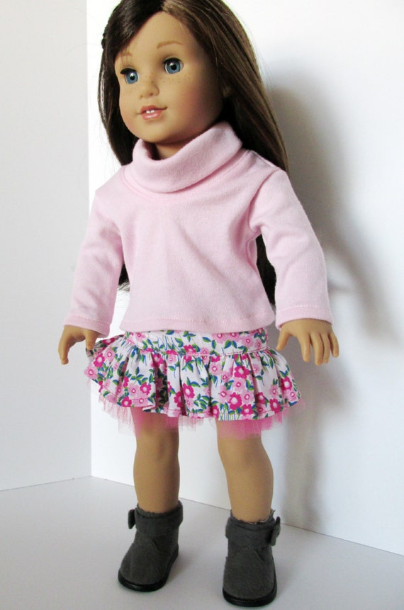 Pink cowl neck t shirt and pink floral by EverythingNice4Dolls