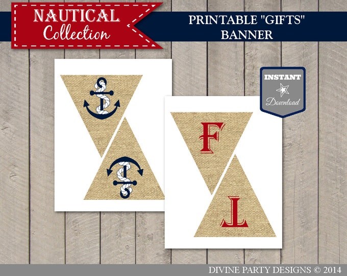 SALE INSTANT DOWNLOAD Nautical Gifts Bunting Banner / Printable / Nautical Boy Collection / Item #604