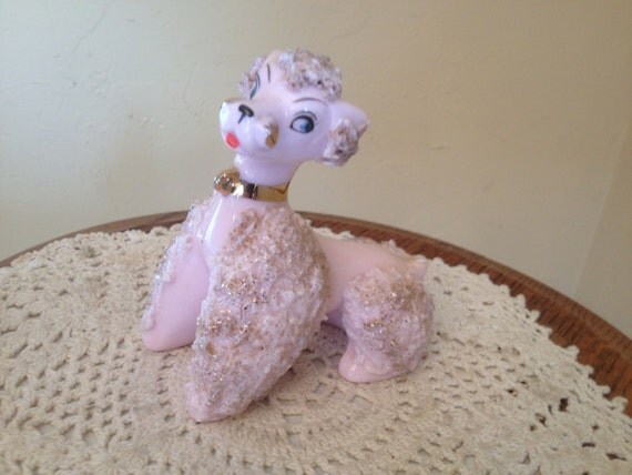 vintage pink porcelain poodles