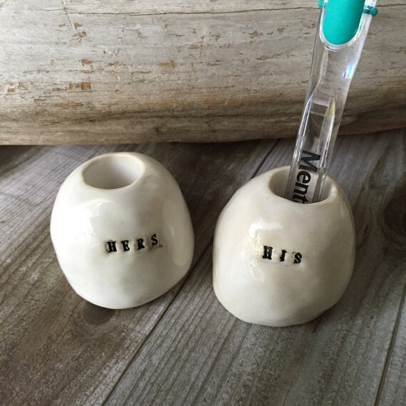 NEW! HIS and HERS Individual Toothbrush holders