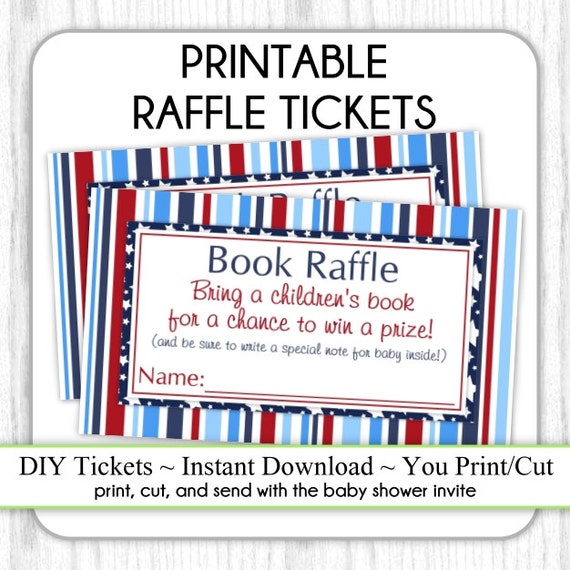 instant download book raffle tickets nautical baby shower