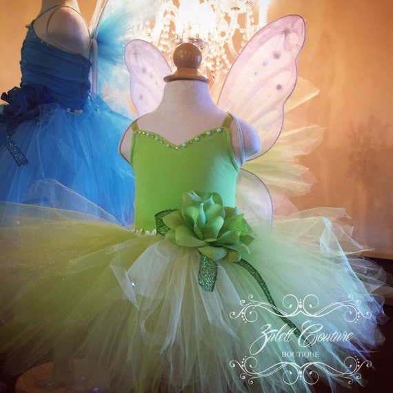 Tinkerbell -Tutu Costume Dress - Peter Pan - Fairy Pixie Hallow Wings ...