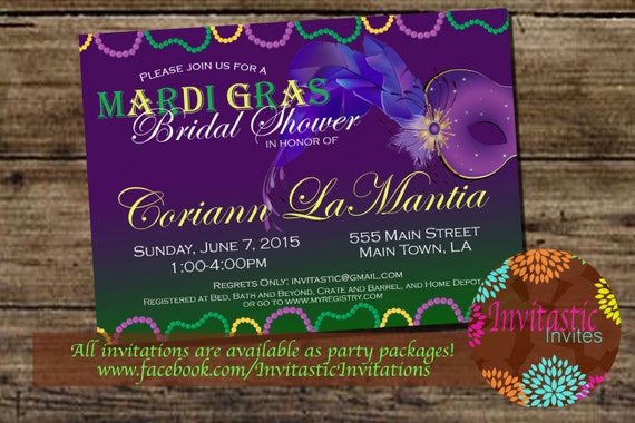 Mardi Gras Themed Wedding Invitations 1