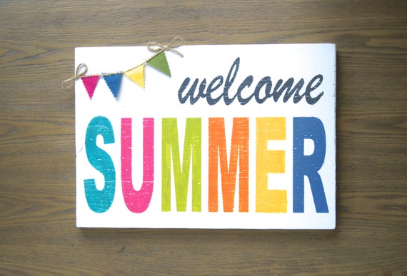 Welcome Summer Wood Sign Quote Sign Summer by CraftCrazedMom