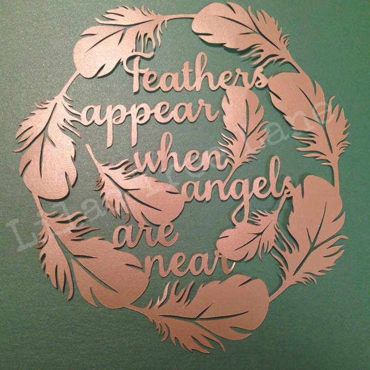 Feathers appear when angels are near paper cutting template