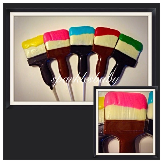 Paint Brush Lollipop Paint party Chocolate lollipop favors