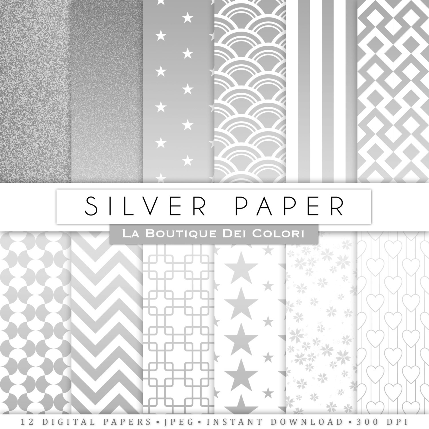 Download Silver digital paper silver background silver glitter