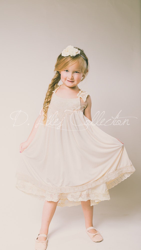 The Grace Ivory Chiffon Lace Flower Girl Dress Girls