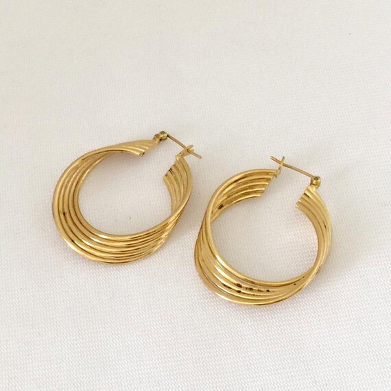 Vintage Jewelry GoldTone Twisted Hoop Earrings