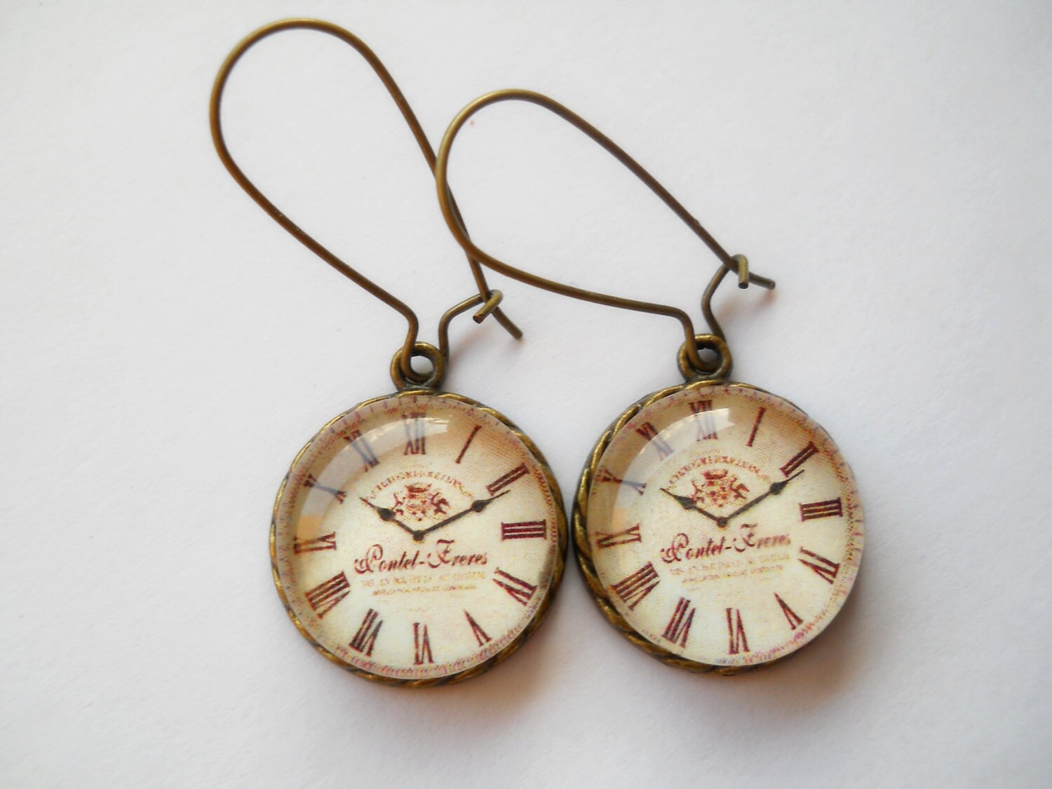 Perfect time earrings retro clock antique brass earrings