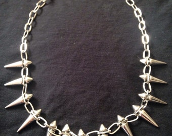 Items similar to Made to Order Golden Bronze Spiked Chain Bib Necklace ...