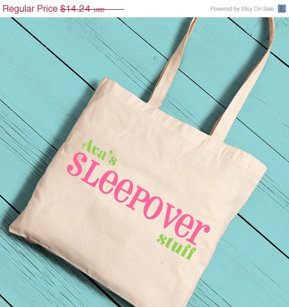 Personalized Tote - Canvas Tote Bag - Kids Sleepover Stuff Bag ...