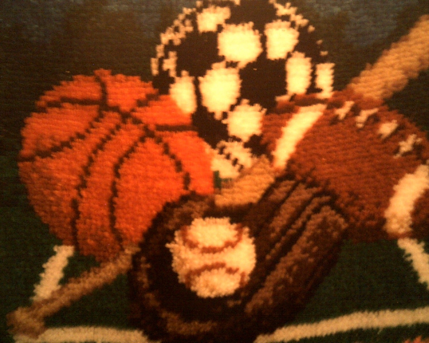 SPORTS LATCH HOOK Rug Complete and Finished Basketball