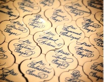 White Ceramic Tile Name Tags, Place Cards, Placecards