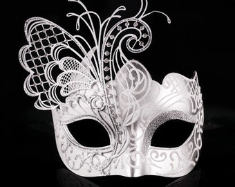 Silver/White Butterfly Costume Masquerade Mask, Halloween Costume, Masquerade Ball Mask
