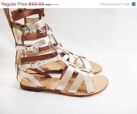 ON SALE Theia Sandals  Knee High Gladiator Stripe Sandals  Genuine ...