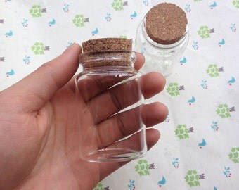 4 Mini glass bottles with corks 46x 70mm