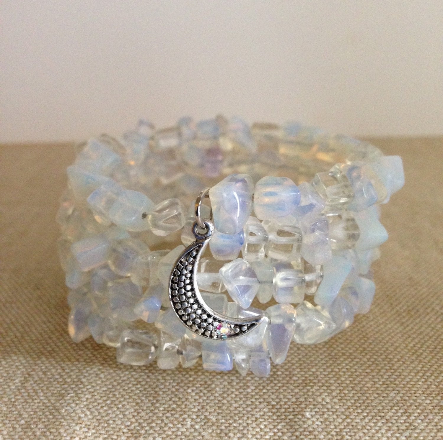 Moonstone Simulated Stone Glass Beaded Chips Memory by RayrFindz
