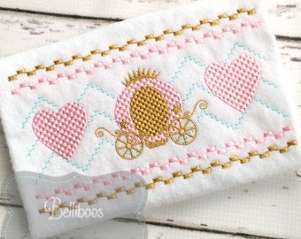 Carriage Faux Smocking - Princess Faux Smocking - Faux Smocking Embroidery Design - Embroidery Design - Princess Embroidery Design