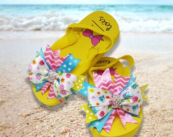 Items similar to Watermelon Boutique Bow Flip Flops with watermelon ...
