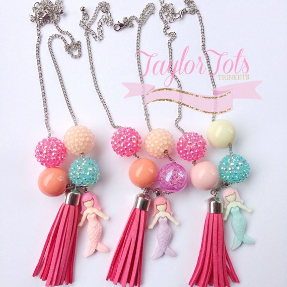Mermaid Tassel necklace toddler/girls by TaylorTotsTrinkets